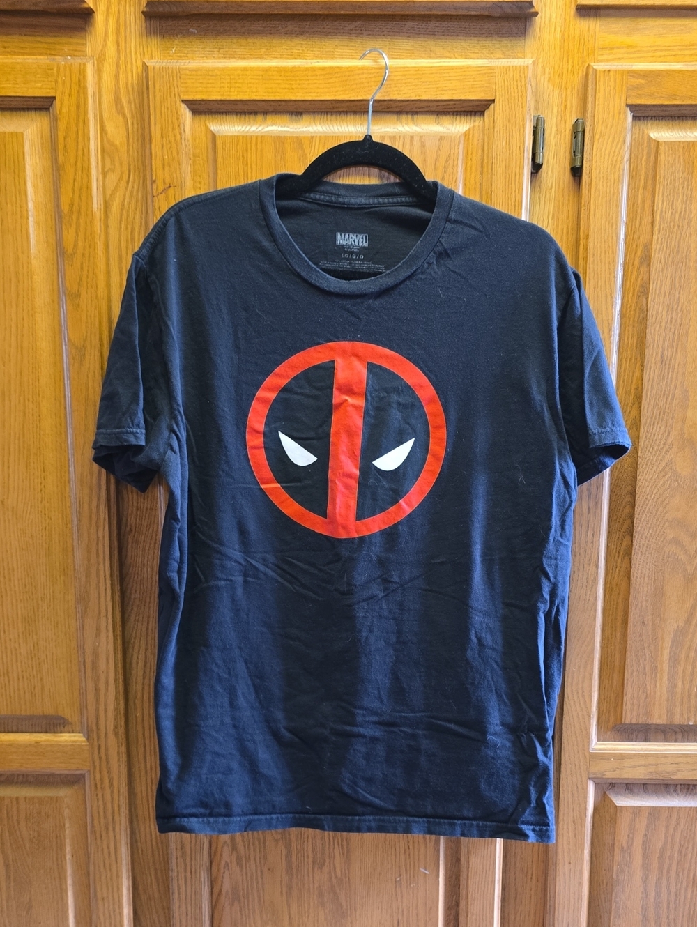 Marvel Men's Large Deadpool T-Shirt 100% Cotton Short Sleeve Black, Large